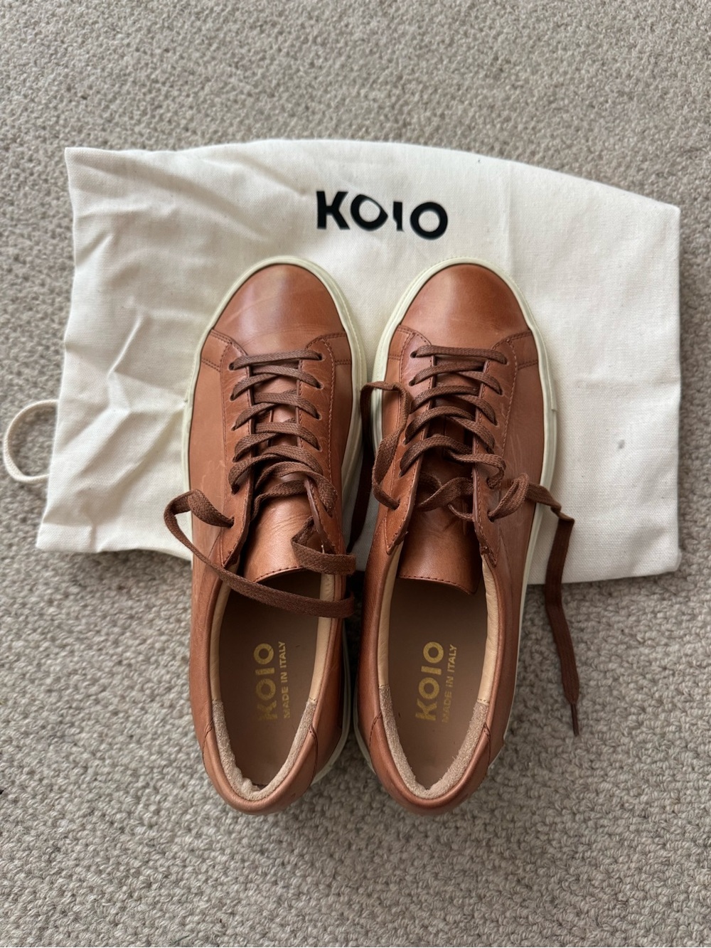 KOIO Tan/Brown Leather unisex Low-Top Sneakers